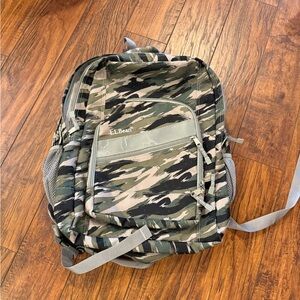 L.L. Bean Kids Camo Backpack in Green and Tan